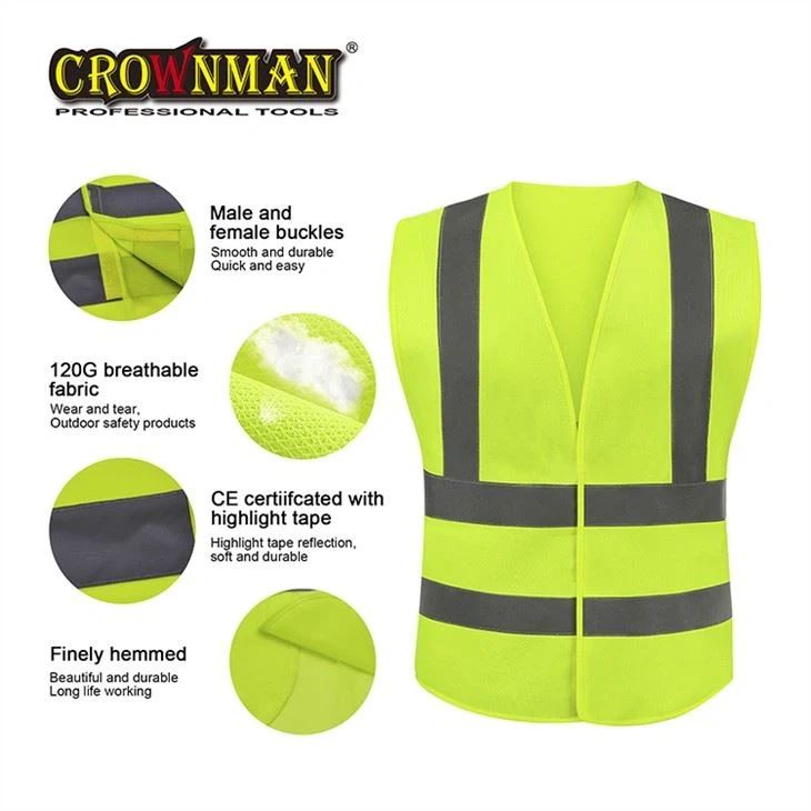 LARGE: HIGH-GLOSS REFLECTIVE SAFETY VEST WITH CE CERTIFICATE YELLOW