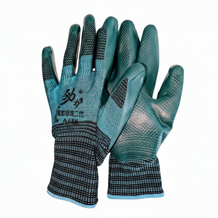 POLYESTER LATEX PHYSICAL EMBOSSING GLOVES GREEN MEDIUM (PER PAIR)