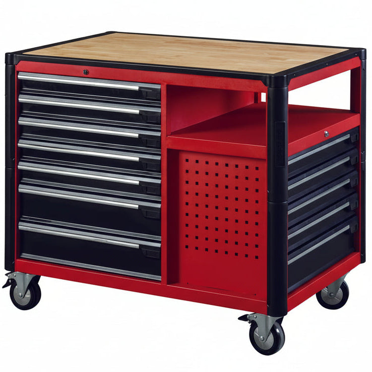 MULTIFUNCTIONAL WORKSTATION 12 DRAWER OAK TOP 45X29X32IN