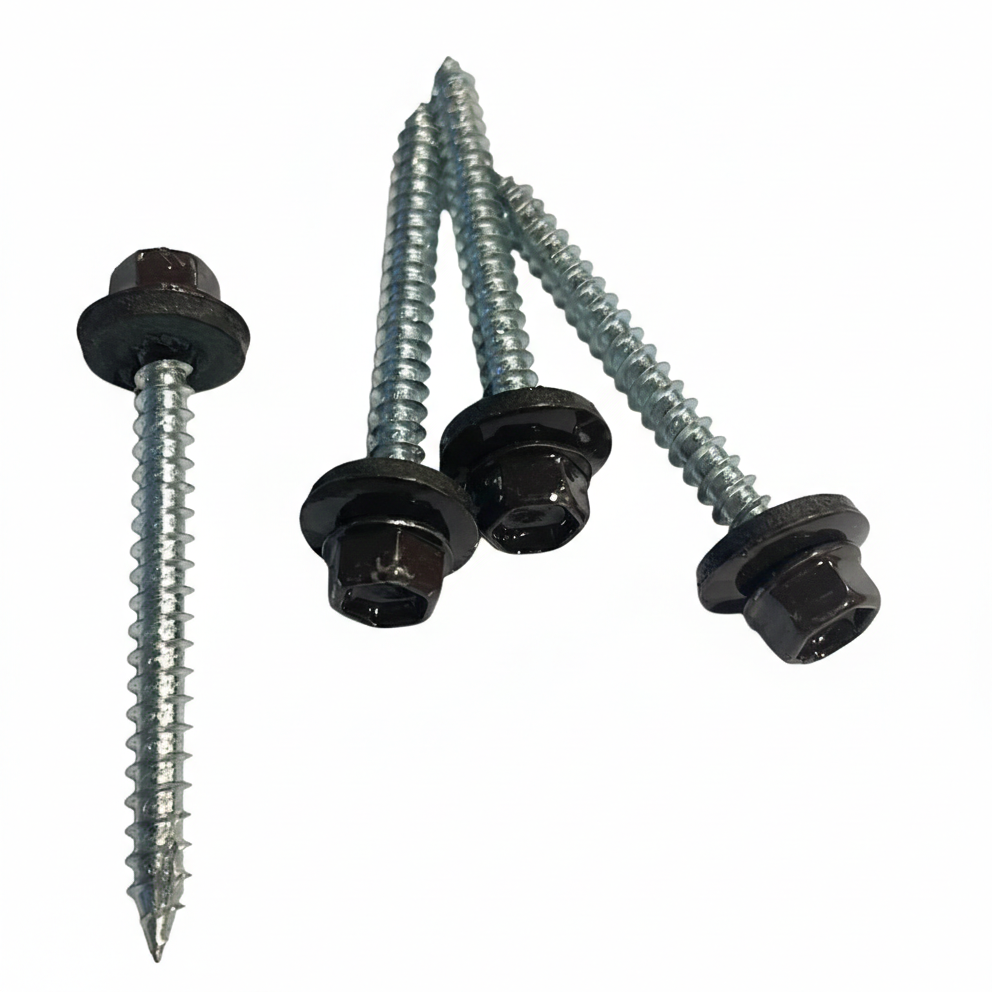 HEX SCREWS 10X2" WITH WASHER, TERRA BROWN