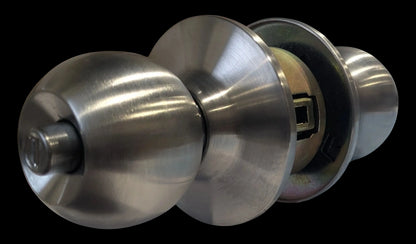 CYLINDRICAL KNOB SET ENTRANCE TYPE SATIN NICKEL