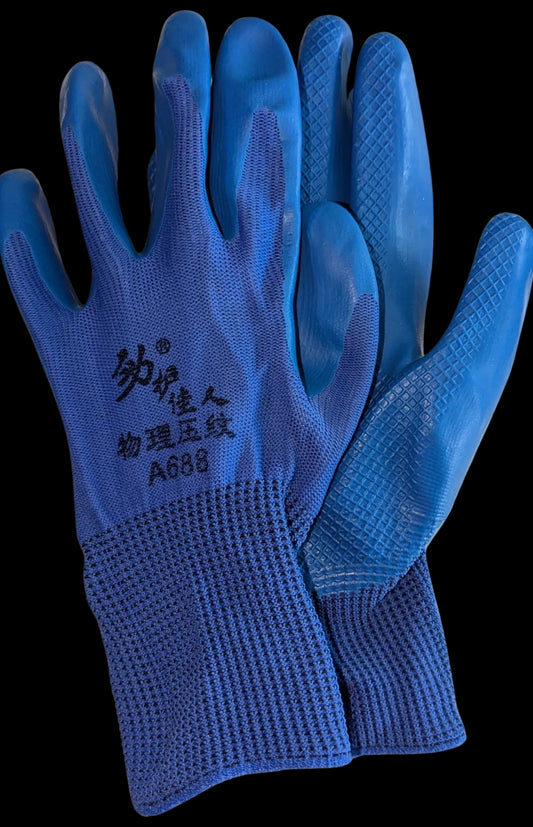 POLYESTER LATEX PHYSICAL EMBOSSING GLOVES BLUE (PER PAIR)