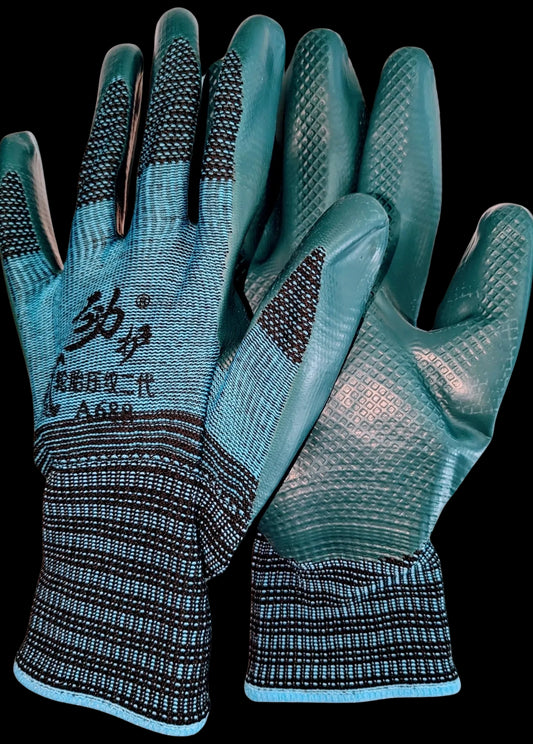 POLYESTER LATEX PHYSICAL EMBOSSING GLOVES GREEN MEDIUM  (PER PAIR)