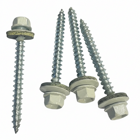 HEX SCREWS 10X2" WITH WASHER, GREY WHITE