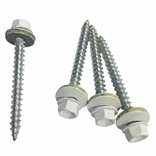 HEX SCREWS 10X2" WITH WASHER, SIGNAL WHITE