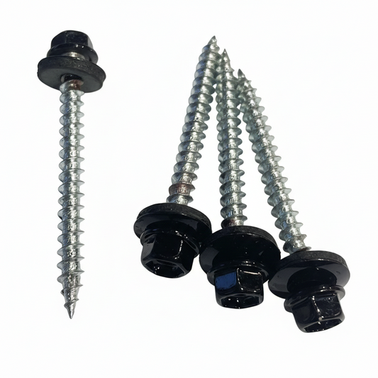 HEX SCREWS 10X2" WITH WASHER, JET BLACK