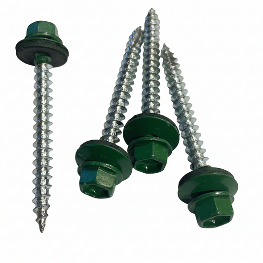 HEX SCREWS 10X2" WITH WASHER, EMERALD GREEN