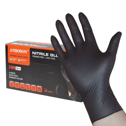 6MIL BLACK NITRILE GLOVES XL 100PC/BOX